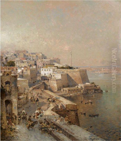 Manderaggio In La Valletta, Malta Oil Painting by Franz Richard Unterberger