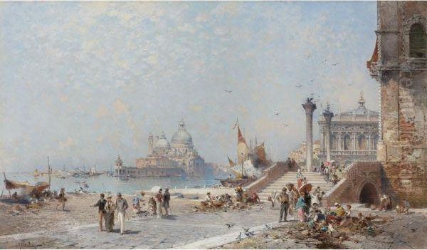 Piazetta St. Maggiore, Venice Oil Painting by Franz Richard Unterberger