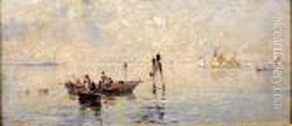 Pecheur Sur La Lagune Oil Painting by Franz Richard Unterberger