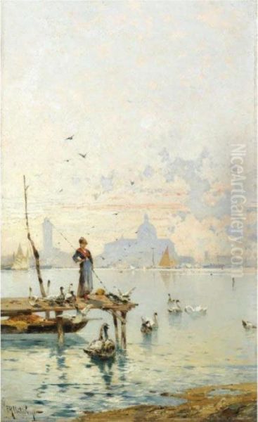 La Giudecca, Venedig Oil Painting by Franz Richard Unterberger