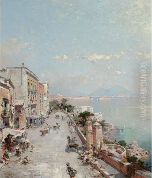 Posilipo, Naples Oil Painting by Franz Richard Unterberger