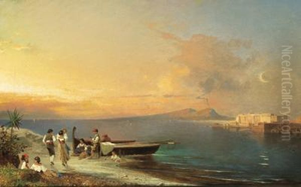 Veduta Del Vesuvio Oil Painting by Franz Richard Unterberger