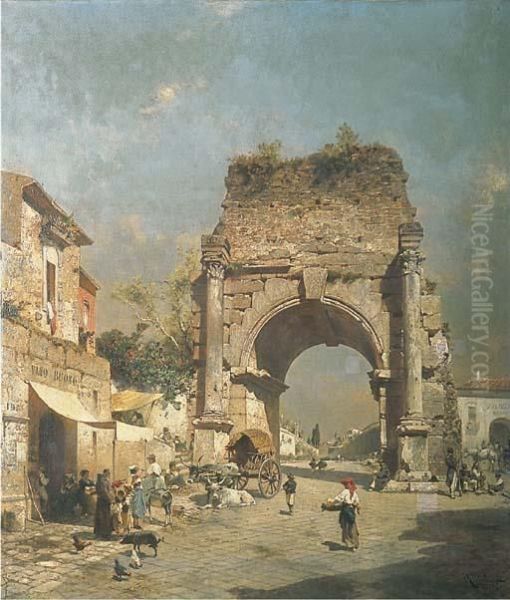 Gateway To Naples Oil Painting by Franz Richard Unterberger