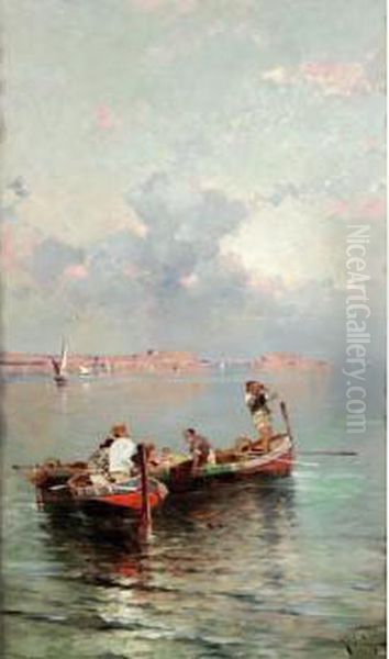 Vue De Naples Oil Painting by Franz Richard Unterberger