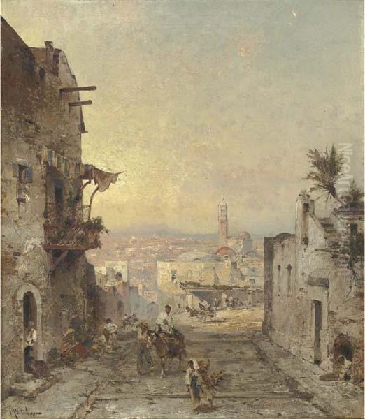 View Of Syracuse, Sicily Oil Painting by Franz Richard Unterberger