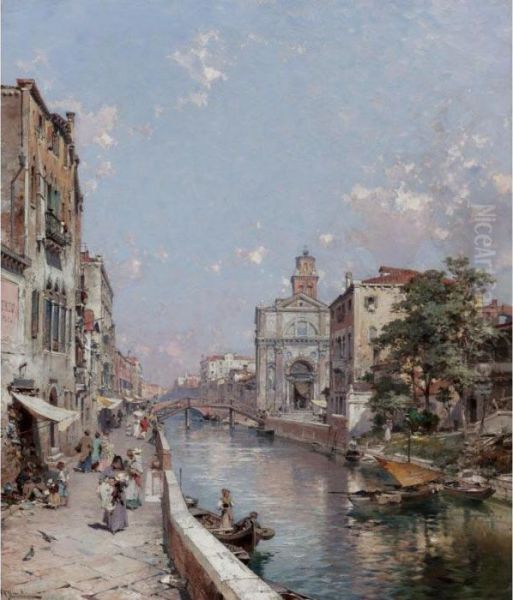 Rio San Geronimo, Venezia Oil Painting by Franz Richard Unterberger