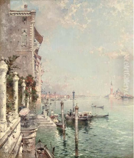 San Giorgio Maggiore, Venice Oil Painting by Franz Richard Unterberger