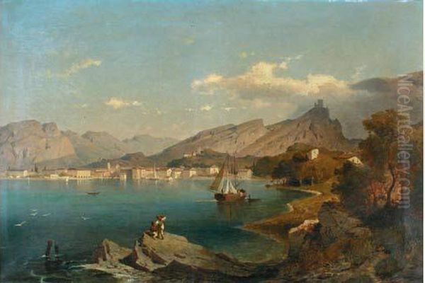  Lac De Garde, Torbole  Oil Painting by Franz Richard Unterberger