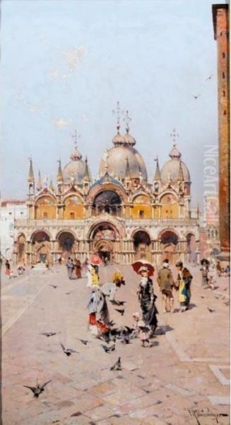 San Marco In Venedig Oil Painting by Franz Richard Unterberger