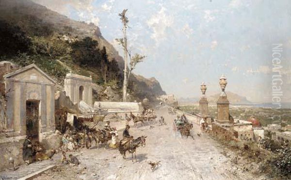 La Strada Monreale, Palermo Oil Painting by Franz Richard Unterberger