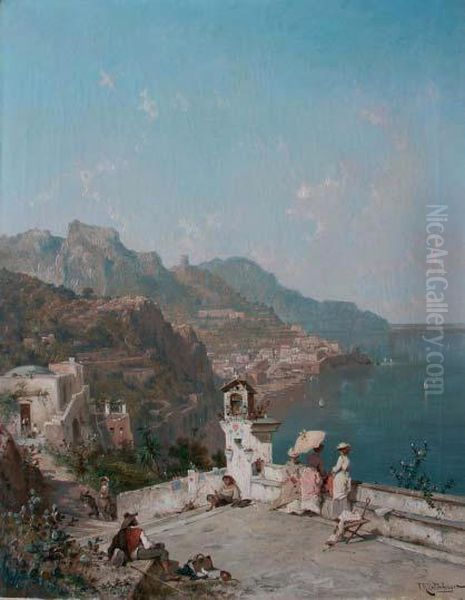 Amalfi - Golfo Di Salerno Oil Painting by Franz Richard Unterberger