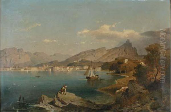 Lac De Garde, Torbole Oil Painting by Franz Richard Unterberger