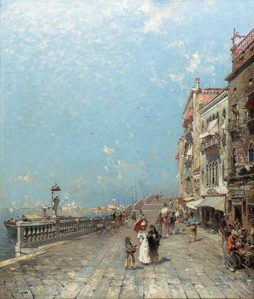 Riva Dei Sette Martiri, Venice Oil Painting by Franz Richard Unterberger