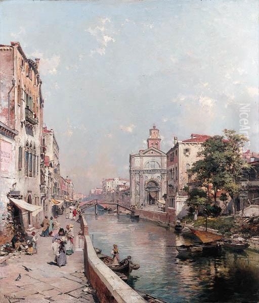 Rio St. Geronimo, Venezia Oil Painting by Franz Richard Unterberger