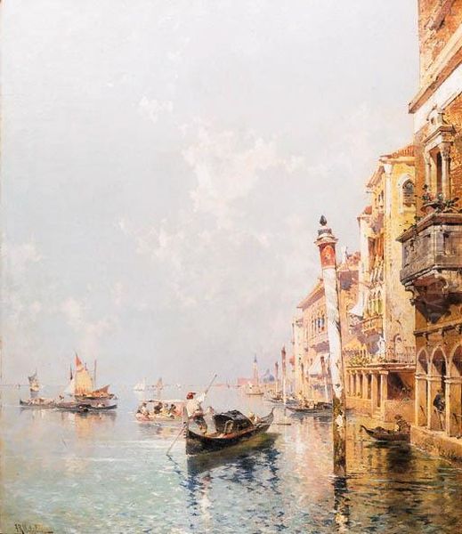 Canale Della Giudecca Oil Painting by Franz Richard Unterberger