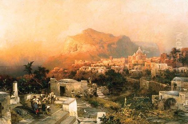 Capri Oil Painting by Franz Richard Unterberger