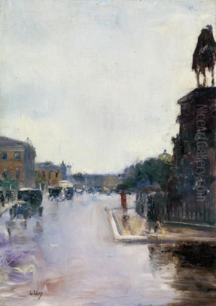 Unter Den Linden Mit Blick Auf Die Universitat (und Das Reiterstandbild Friedrichs Ii) Oil Painting by Lesser Ury