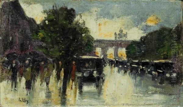 View From Unter Den Linden To The Brandenburg Gate Oil Painting by Lesser Ury