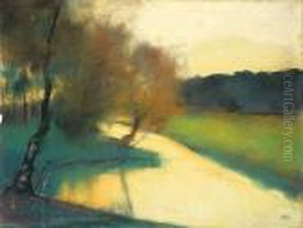 Bachlandschaft Im Abendlicht(thuringen) Oil Painting by Lesser Ury