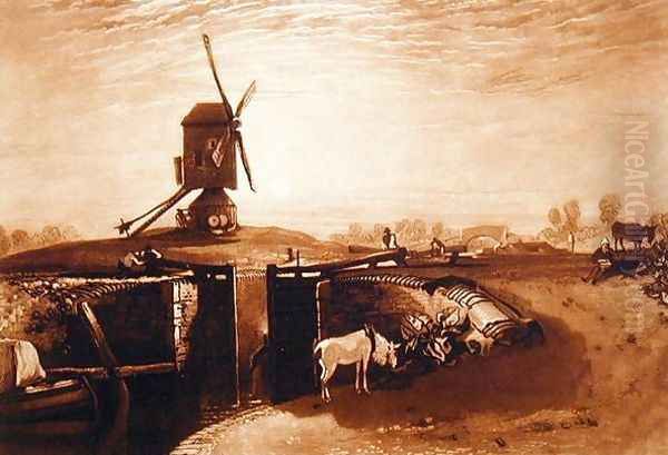 Windmill and Lock, engraved by William Say 1768-1834 Oil Painting by Joseph Mallord William Turner