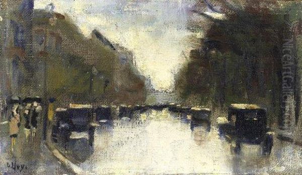 Ohne Titel (strase In Berlin) Oil Painting by Lesser Ury