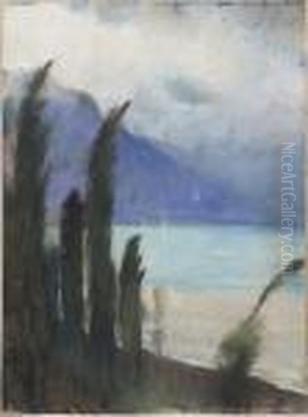 Storm Rising At Lake Garda Oil Painting by Lesser Ury