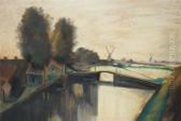 Dutch Landscape Oil Painting by Lesser Ury