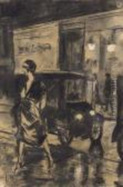 Berliner Strassenszene Oil Painting by Lesser Ury