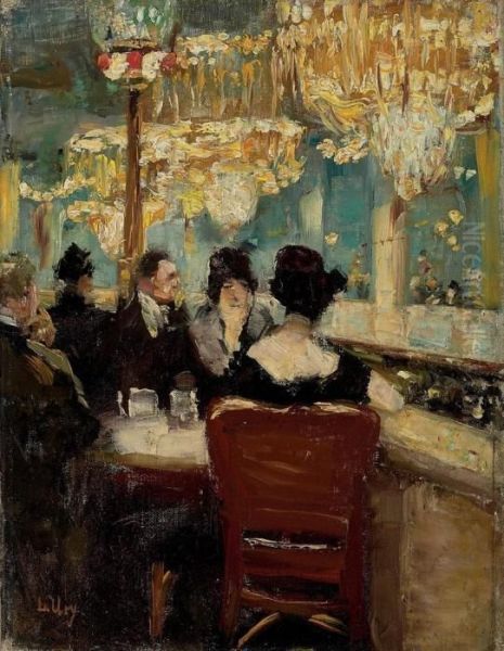 Galerie Im Cafe Vaterland Am Potsdamer Platz, Berlin Oil Painting by Lesser Ury