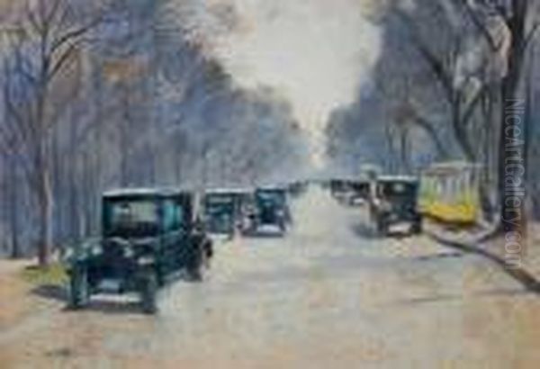 A Boulevard In Berlin Oil Painting by Lesser Ury