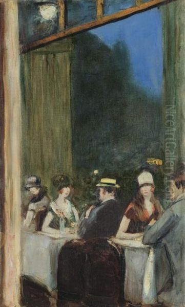 Im Cafe Oil Painting by Lesser Ury