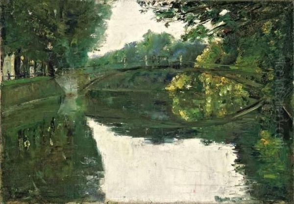 Fusssteg Am Landwehrkanal (lutzow-brucke, Berlin) Oil Painting by Lesser Ury