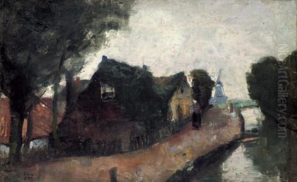 Hollandisches Dorf Am Kanal Oil Painting by Lesser Ury