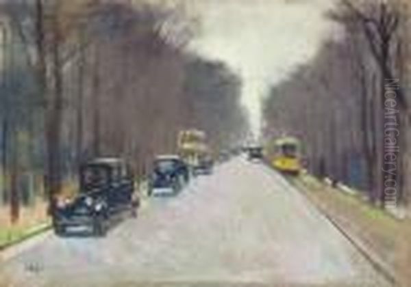 Strasse Im Tiergarten (berlin) Oil Painting by Lesser Ury