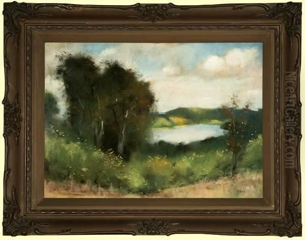 Lake In A Sylvan Landscape Oil Painting by Lesser Ury