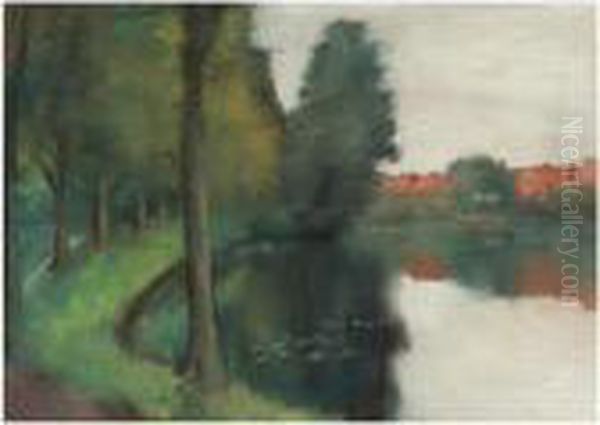 Hollandisches Dorf (dutch Village) Oil Painting by Lesser Ury