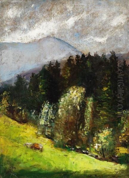 Schneekoppe Imriesengebirge Oil Painting by Lesser Ury