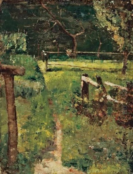 Gartenlichtung Mit Zaun Oil Painting by Lesser Ury