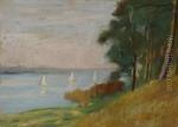 Lakefront. Ca. 1925 Oil Painting by Lesser Ury