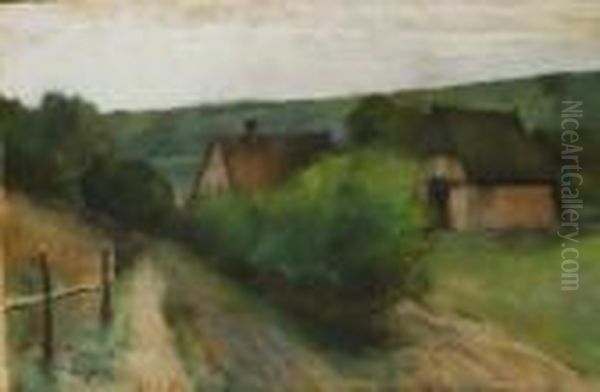 Dorfhauser In Thuringen Oil Painting by Lesser Ury