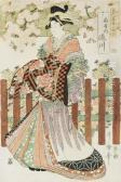 A Design Of The Courtesan Takigawa Of The Ogiya Oil Painting by Kitagawa Utamaro