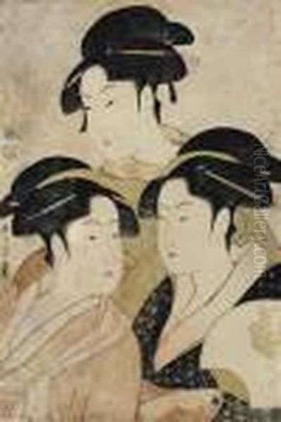 Three Beauties Of The Present Day (toji San Bijin) Oil Painting by Kitagawa Utamaro