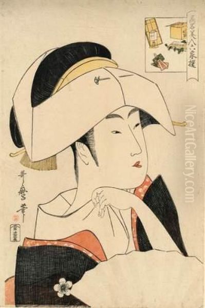 Portrait De La Chanteuse Celebre Tomimoto Toyohina Oil Painting by Kitagawa Utamaro