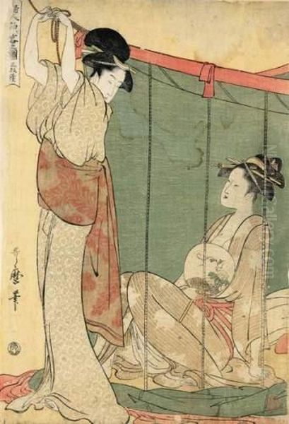 Les Femmes Logent Dans Un Hotel Oil Painting by Kitagawa Utamaro