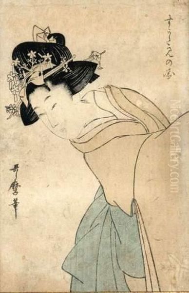 Portrait En Buste De Jeunes Femmes Oil Painting by Kitagawa Utamaro