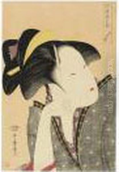 Mono Omou Koi (reflective Love),
 From The Series Of Five Printsentitled Kasen Koi No Bu (anthology Of 
Poems: The Love Section), C.1793-94 Oil Painting by Kitagawa Utamaro