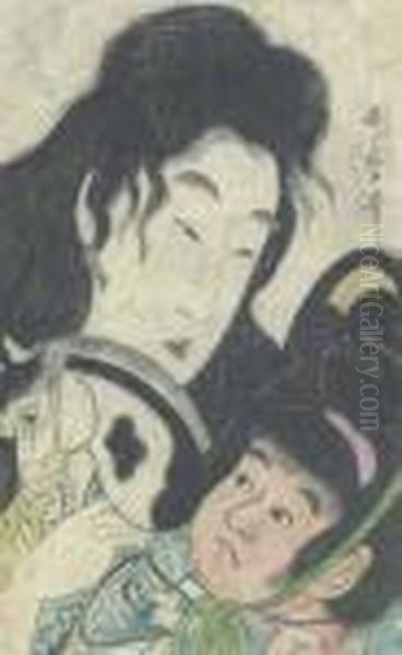 Yamauba And Kintaro W Oil Painting by Kitagawa Utamaro