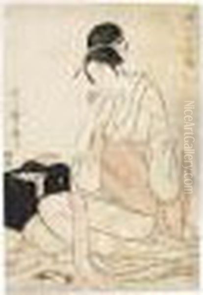 Jeune Femme A Sa Couture Oil Painting by Kitagawa Utamaro