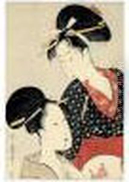 Deux Jeunes Femmes Oil Painting by Kitagawa Utamaro