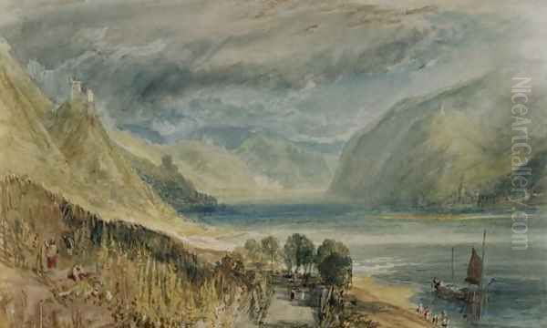 Burg Sooneck with Bacharach in the Distance, 1817 Oil Painting by Joseph Mallord William Turner